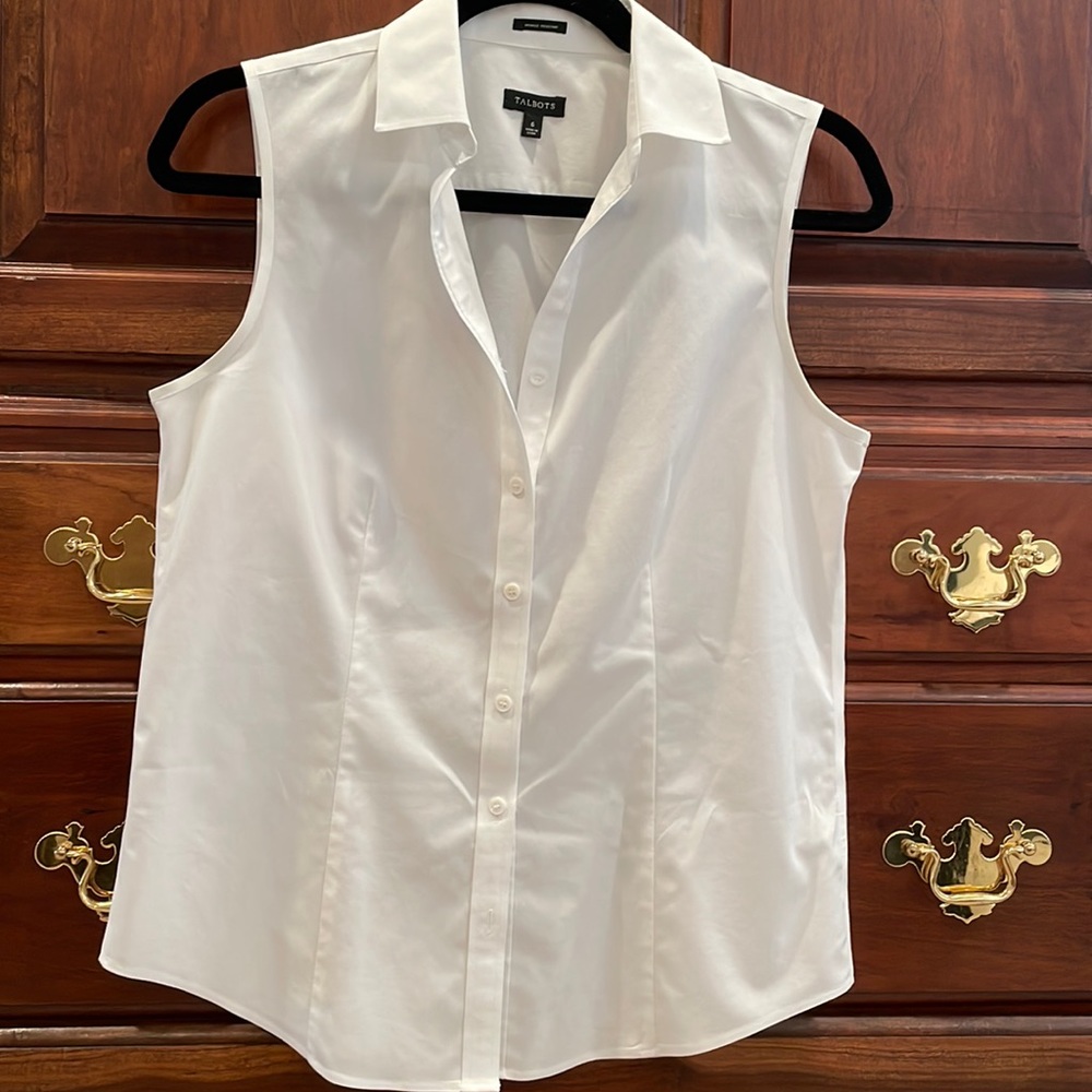 Talbots sleeveless button down